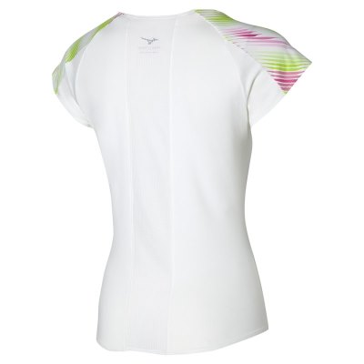 Camisa Mizuno Printed Tee Mujer - Blancos / Fucsia - Chile M102AKLXTI
